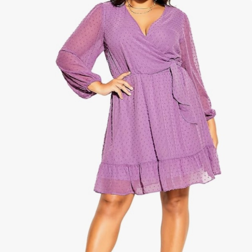 City Chic Wild Dobby Dress - Lilac - S/16